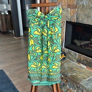 Milly of New York Vibrant Green and Yellow Strapless Dress